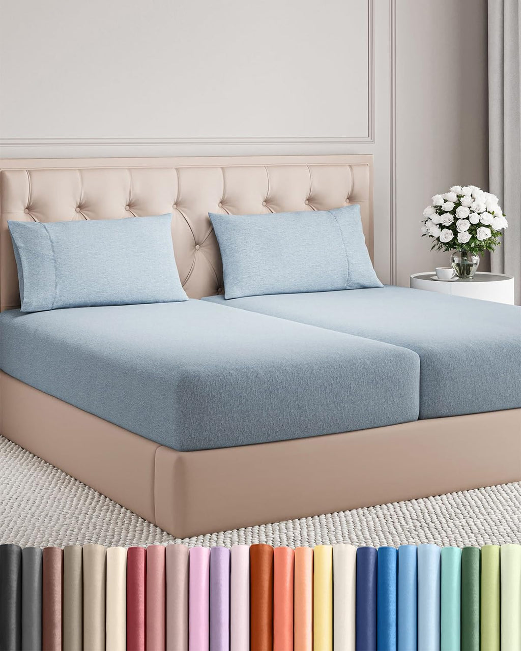 Split King Size 5 Piece Sheet Set - Comfy Breathable & Cooling Sheets - Hotel Luxury Bed Sheets for Women & Men - Deep Pockets, Easy-Fit…