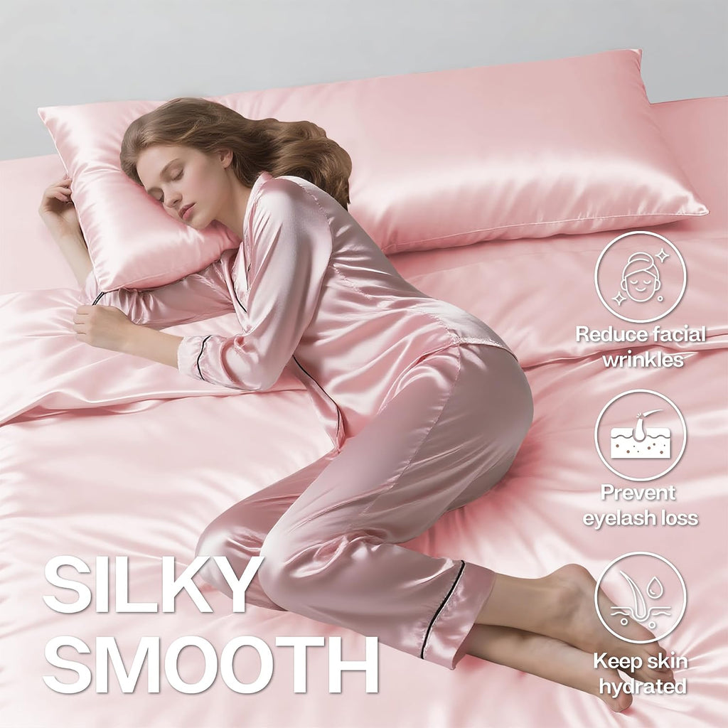 MR&HM Satin Body Pillow Cover, Soft and Breathable Body Pillow Case with Envelope Closure, Cooling and Silky Long Pillowcase for Hair and…