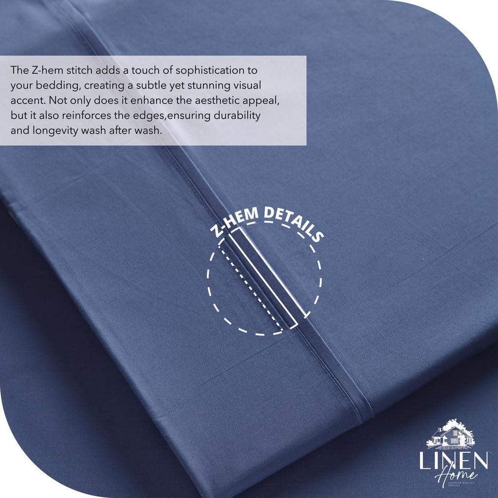 Linenhome Linen Home 6 Piece Queen Cotton Sheet Set, 100% Cotton Percale, 4 Pillowcases, Deep Pocket with All Around Elastic Sheet, Crisp B…