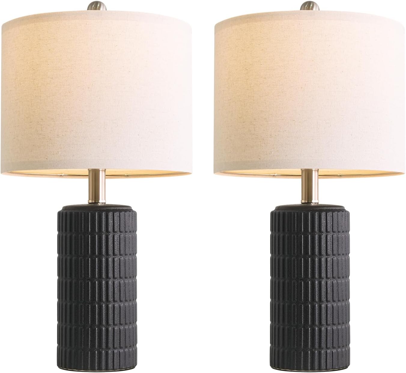 PoKat Small Table Lamps Set of 2 for Bedroom, 20.75'' Matte-Textured Farmhouse Ceramic Bedside Lamps for Night Stands, Stone-Like Modern…
