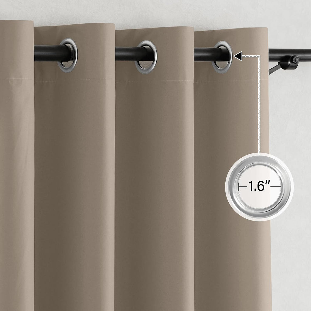 Nicetown 100% Blackout Tan Curtains 96 inch Long, Grommet Thermal Insulated Portable Travel Blackout Window Treatment Easy to Install for L…