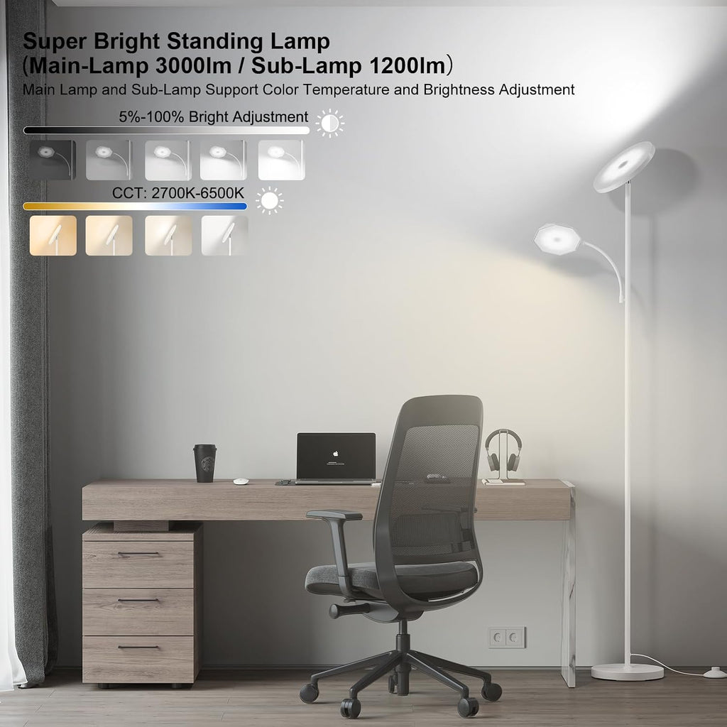 SUNMORY Floor Lamps for Living Room, 48W/4200LM Super Bright LED Floor Lamp with Remote Control, 69" Tall Standing Lamp with Stepless…