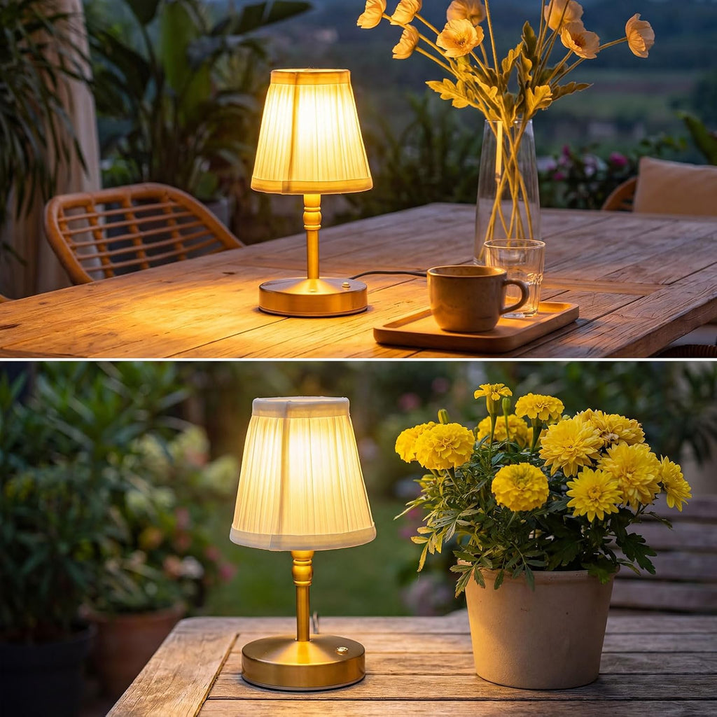 Liliful 2 Pcs Cordless Table Lamp Rechargeable Touch LED Small Gold Portable Battery Operated USB-c Desk Lamp 3 Color Dimmable for…