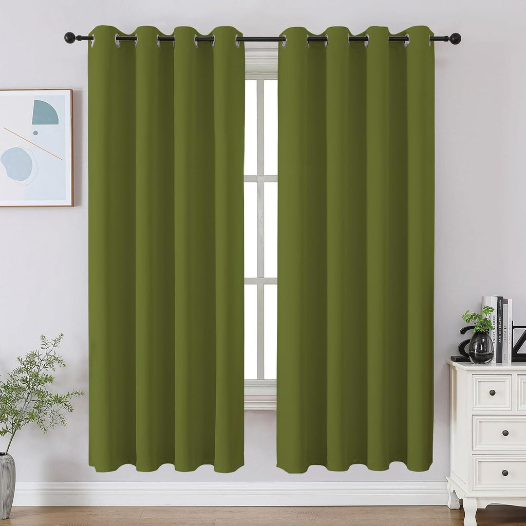 Cucraf Green Blackout Curtains 63 inch Length 2 Panels Set, Room Darkening Drapes for Living Room Bedroom, Thermal Insulated Light Blocking…