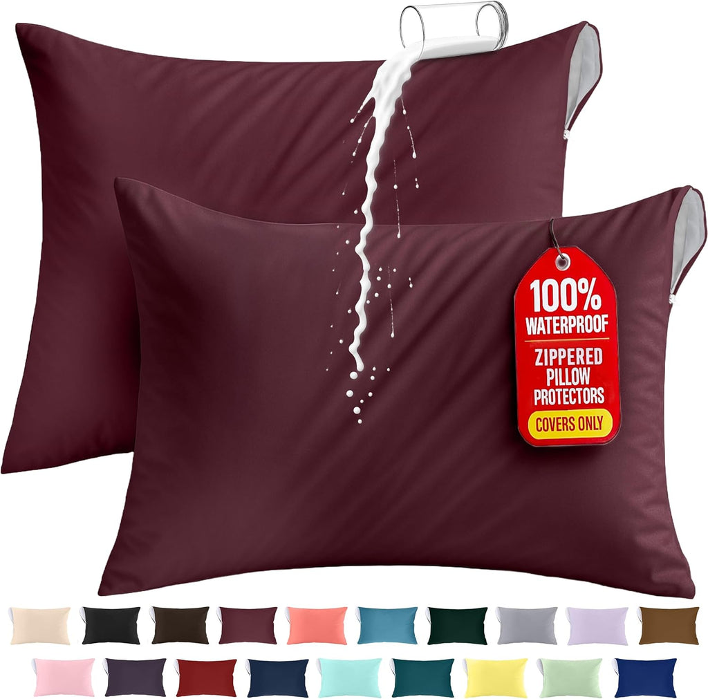 Utopiabedding Utopia Bedding 100% Waterproof Pillow Protectors with Zipper Queen Size (Set of 2), Bed Bug and Dust Mite Proof Zippered Pill…