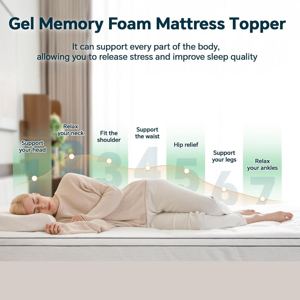 Gembed Firm Memory Foam Mattress Topper Twin XL Size - Dual Layer 2.5 Inch Cooling Gel Memory Pad and 1 Inch Pillow Top Mattress for Back P…