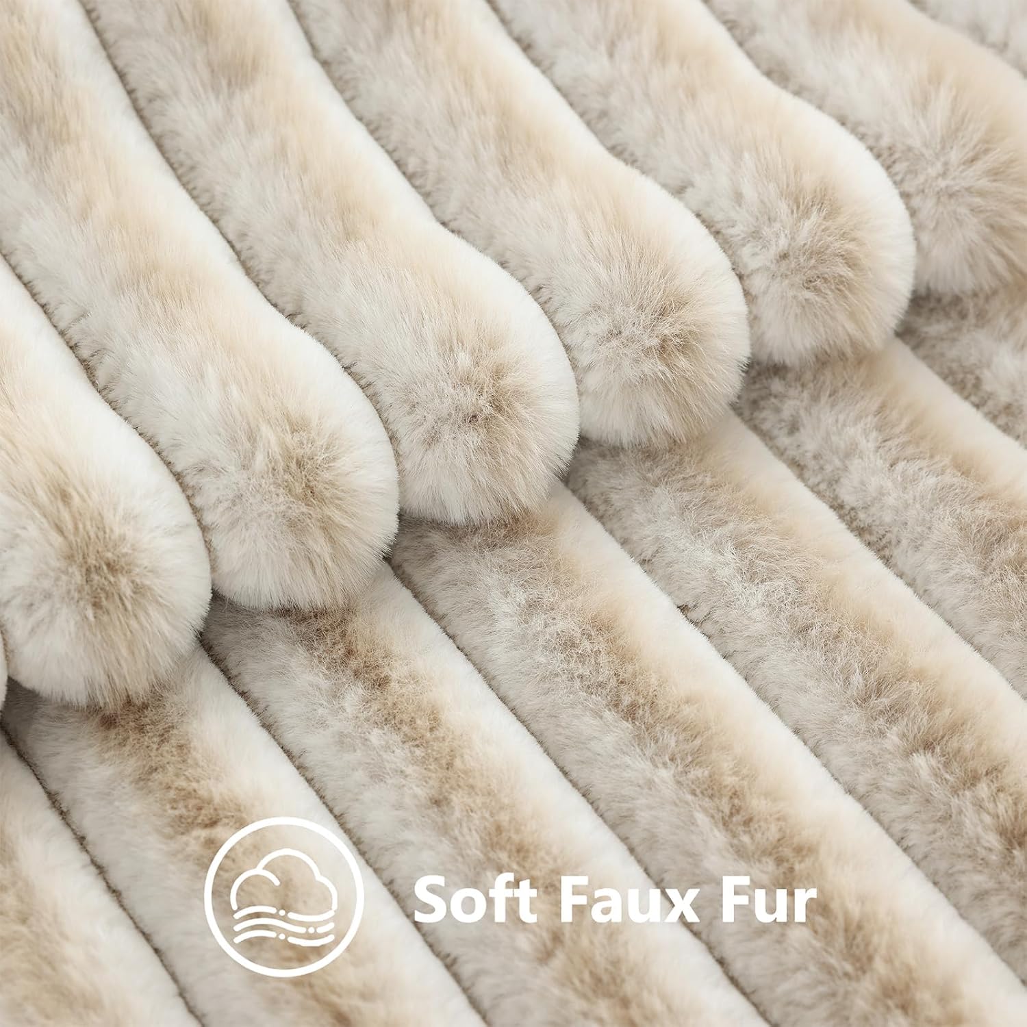 decorUhome Summer Cozy Faux Fur Throw Pillow Covers 20x20 Set of 2 Decorative Soft Plush Striped Modern Farmhouse Boho Couch Pillow Cases w…