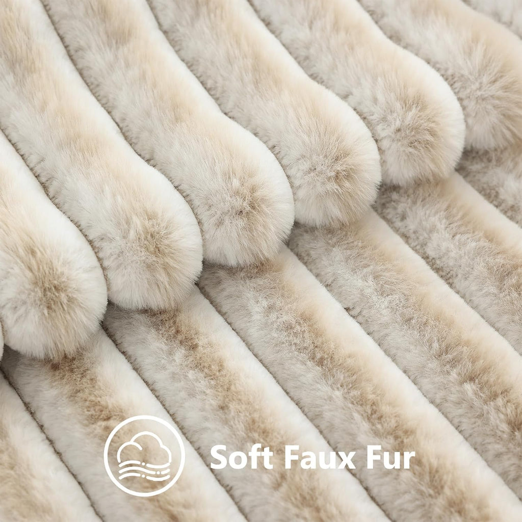 decorUhome Summer Cozy Faux Fur Throw Pillow Covers 12x20 Set of 2 Decorative Soft Plush Striped Lumbar Modern Farmhouse Boho Couch Pillow…