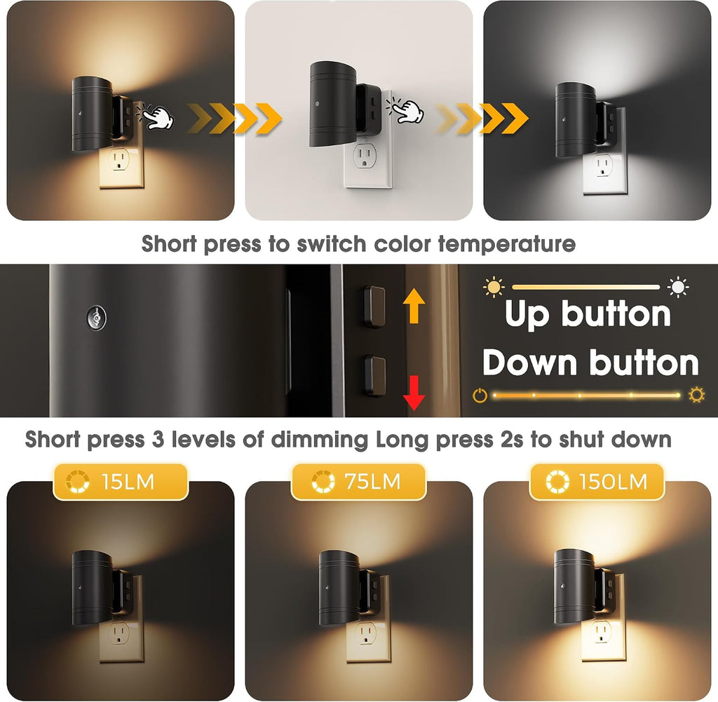 L LOHAS LED Night Light, Dimmable Night Lights Plug into Wall,2 Pack 3CCT Nightlight for Kids,180° Rotatable, 3000K/4000k/5000K…