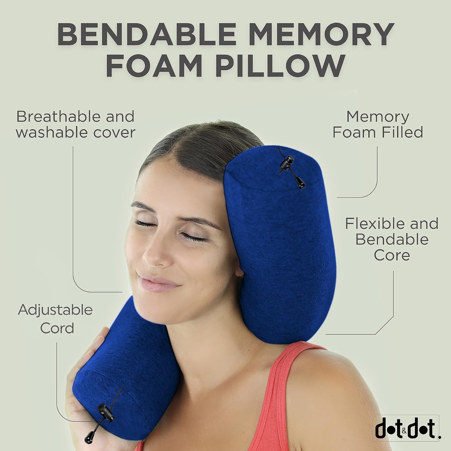 Dot&Dot Twist Memory Foam Travel Pillow for Airplanes - Travel Neck Pillow for Sleeping - Airplane Pillow for Neck Support - Adjusta…