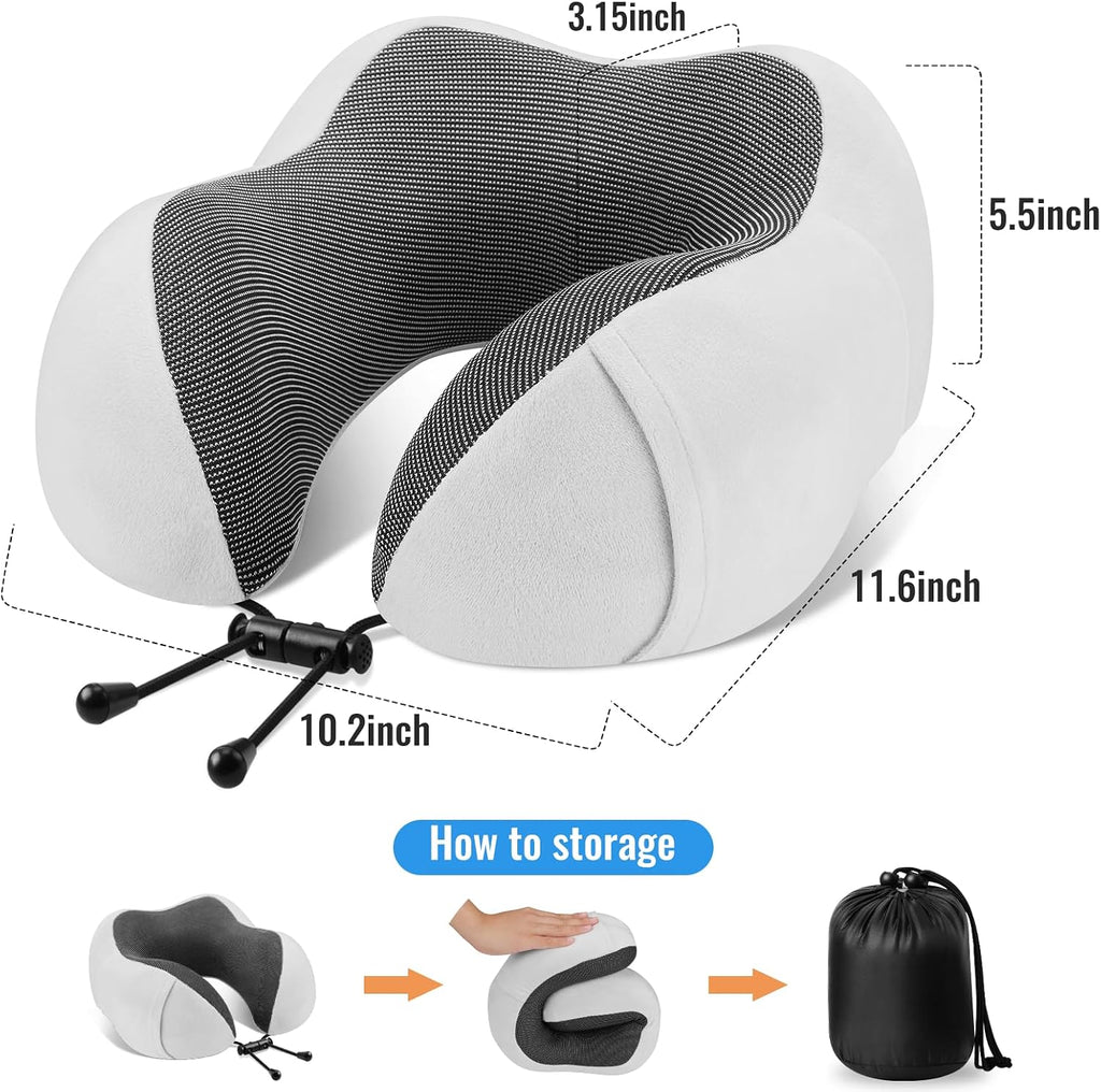 CloudBliss Travel Pillow Premium Memory Foam, Comfortable & Supportive Neck Pillow, Neck Pillows for Sleeping Travel, Airplane Pillow for…