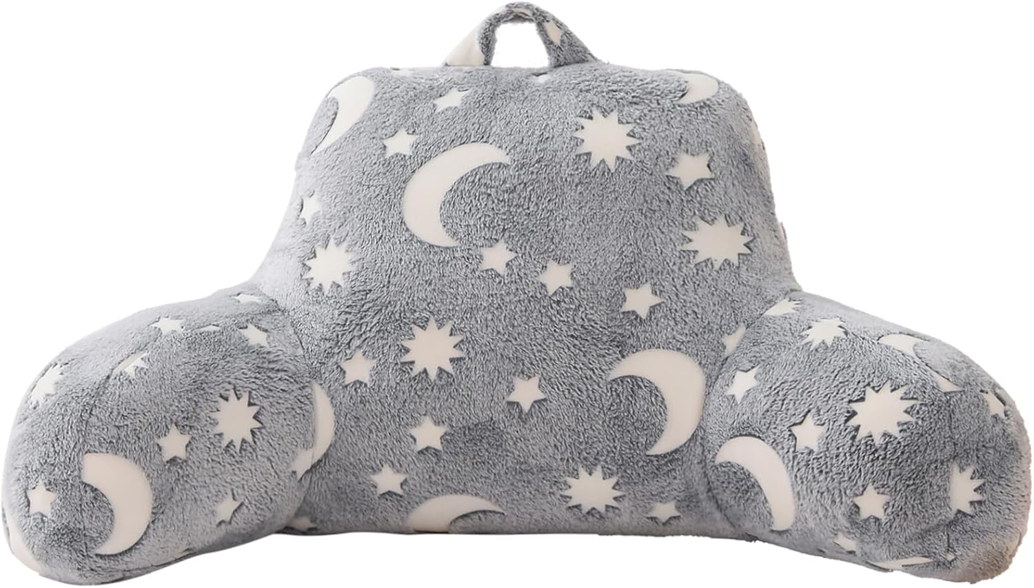 Anicenight A Nice Night Star Moon Plush Reading Pillow Glow in The Dark Bed Wedge Children Backrest with Arms Back Support for Sitting Up i…