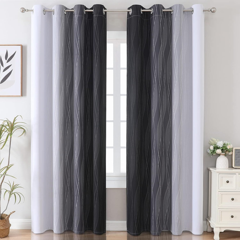 Estelartextiler Estelar Textiler Thermal Insulated Blackout Curtains for Bedroom, Ombre Black and Greyish White Blackout Drapes for Living…