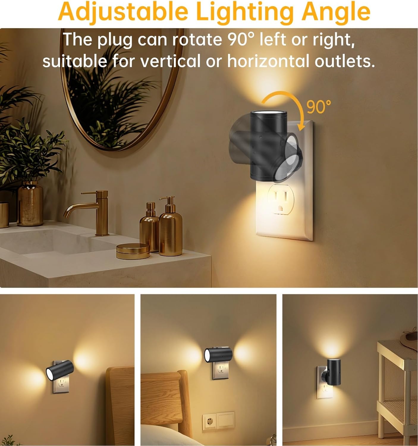 TSEXES LED Night Lights Plug into Wall, Dusk to Dawn Sensor,5-300LM Adjustable Brightness, Soft White 3000K, Dimmable Night Lights for…