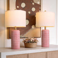 PoKat 23" Ceramic Table Lamps for Living Room, Farmhouse Bedside Lamps Set of 2 for Bedroom, Rustic Nightstand Lamps for Office Sideboard…