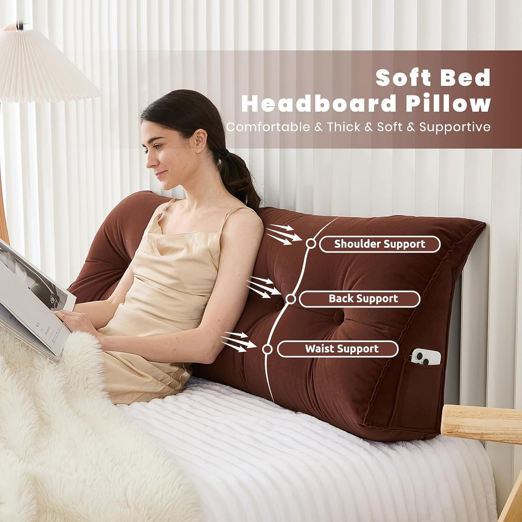 Zelladorra Headboard Pillow for Bed, Triangular Wedge Pillow Headboard Soft Support While Reading and Resting, Bed Bolster Cushion…