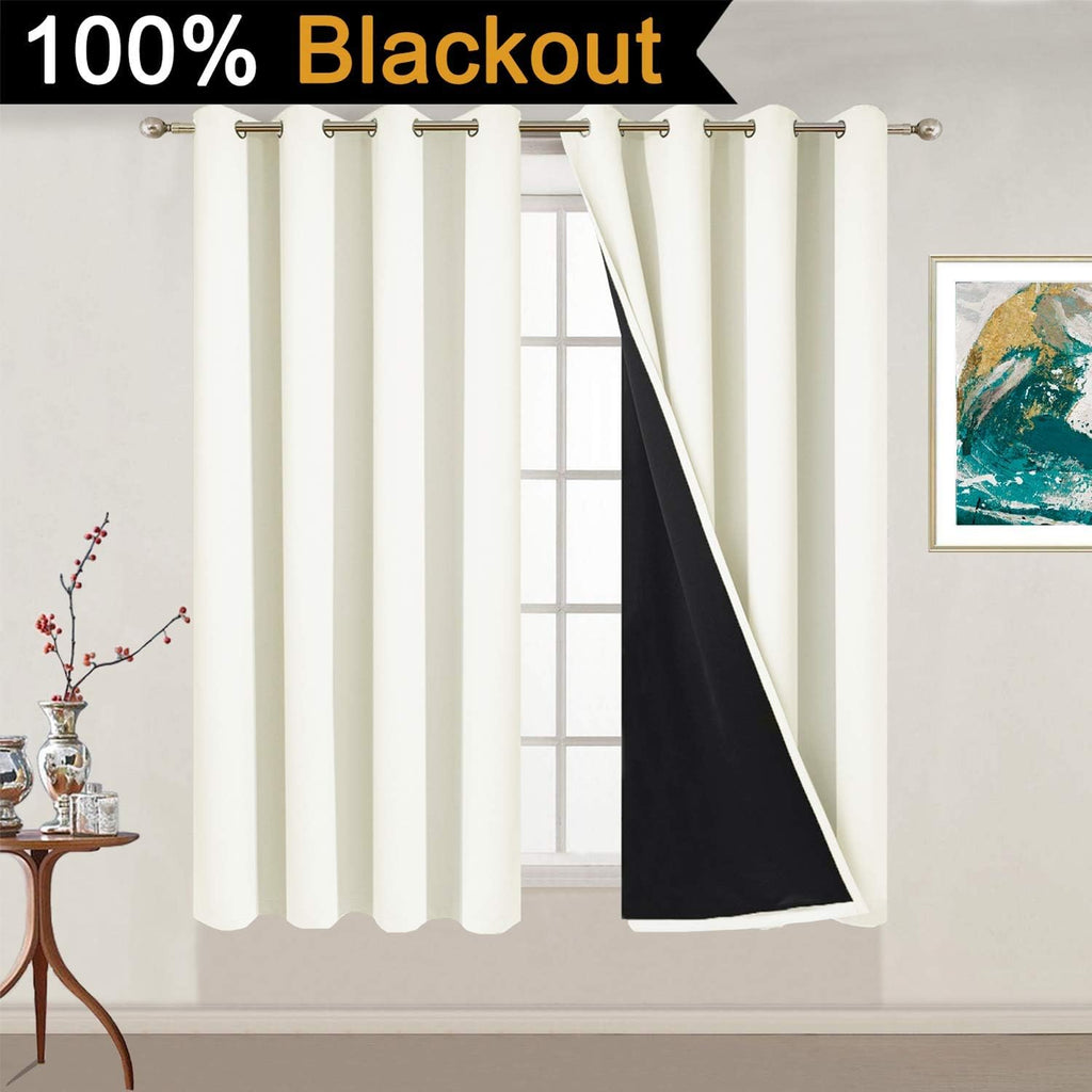 Yakamok 100% Blackout Curtains 54 Inches Long, 2 Thick Layers Thermal Insulated Blackout Curtains for Bedroom, Full Light Blocking Drapes w…