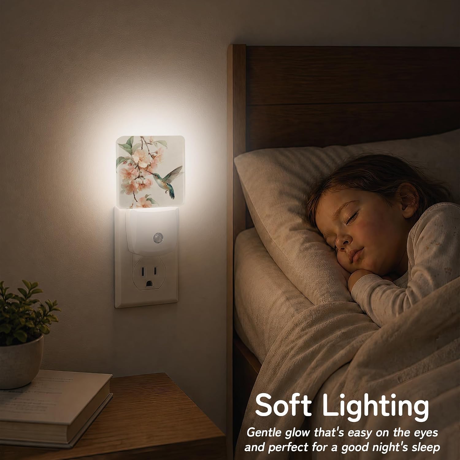 Hummingbird Cherry Blossom Night Lights Plug into Wall, Night Light for Bedroom Bathroom Hallway Kitchen, Auto Dusk to Dawn Sensor…