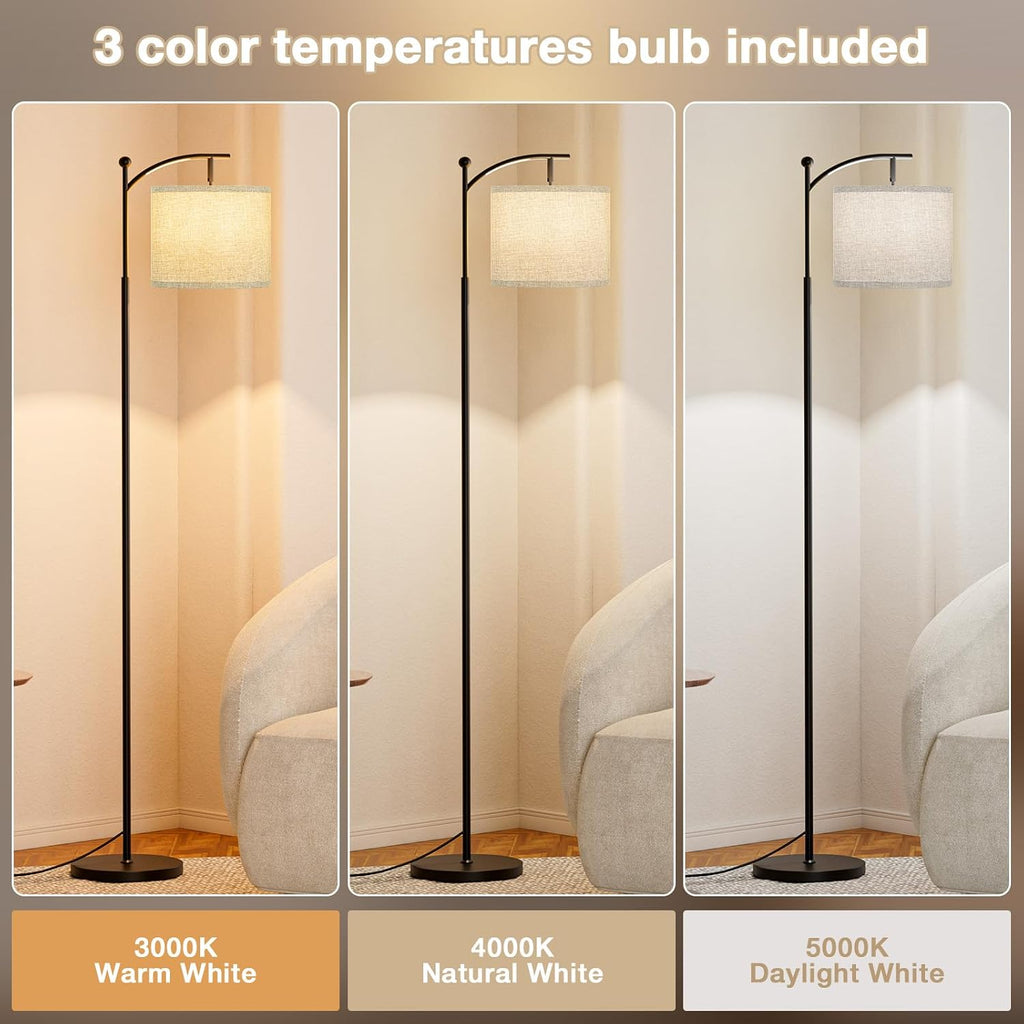 Ambimall 60" Floor Lamp for Living Room with 3 Color Temperatures, Adjustable Grey Shade with Black Pole, Tall Lamp for Bedroom Office…