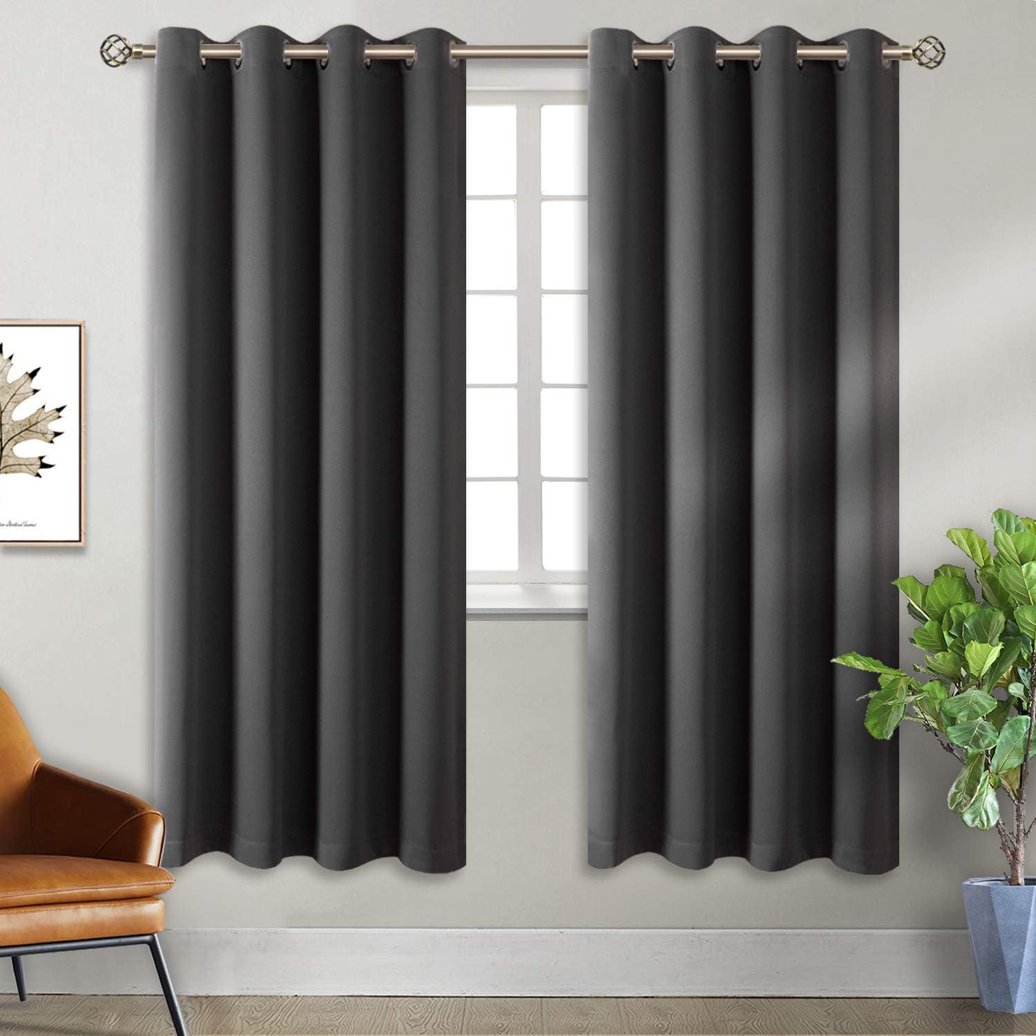 BGment Blackout Curtains for Bedroom - Grommet Thermal Insulated Room Darkening Curtains for Living Room, Set of 2 Panels, Each 46 x 72 Inc…
