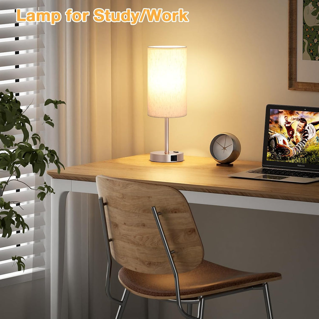 Dicoool Touch Bedside Table Lamp with USB - 3 Way Dimmable Lamp for Bedroom Nightstand, Desk Lamp with Charging Station for Dorm, Office…