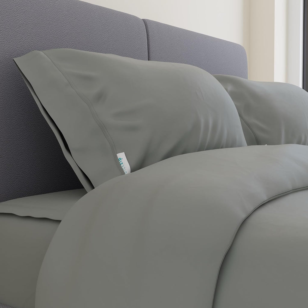 QuickZip Sateen Pillow Case Standard/Queen Size (20” X 32”) Pillowcases, Set of 2, 100% Cotton Pillow Covers with Envelope Closure, Slate…