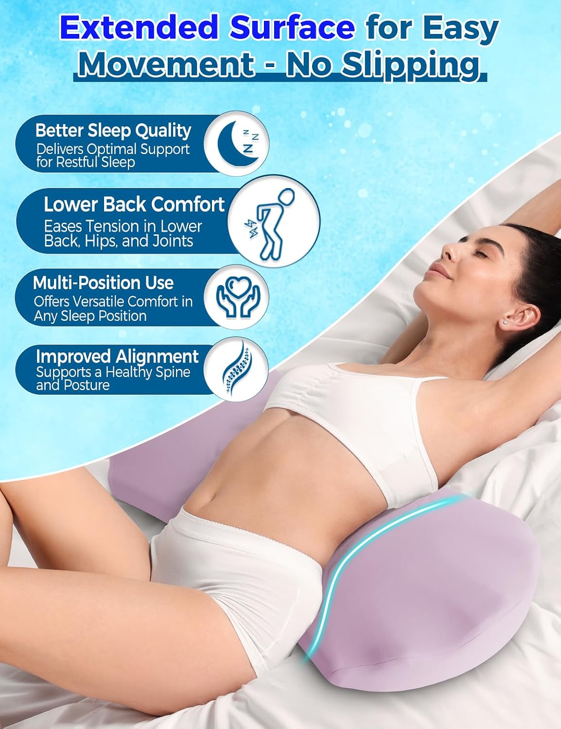 Fledano Lumbar Support Pillow for Bed – Floor Pillows & Cushions - Memory Foam Lower Back Pillow for Sleeping, Ergonomic Lumbar Pillow for…