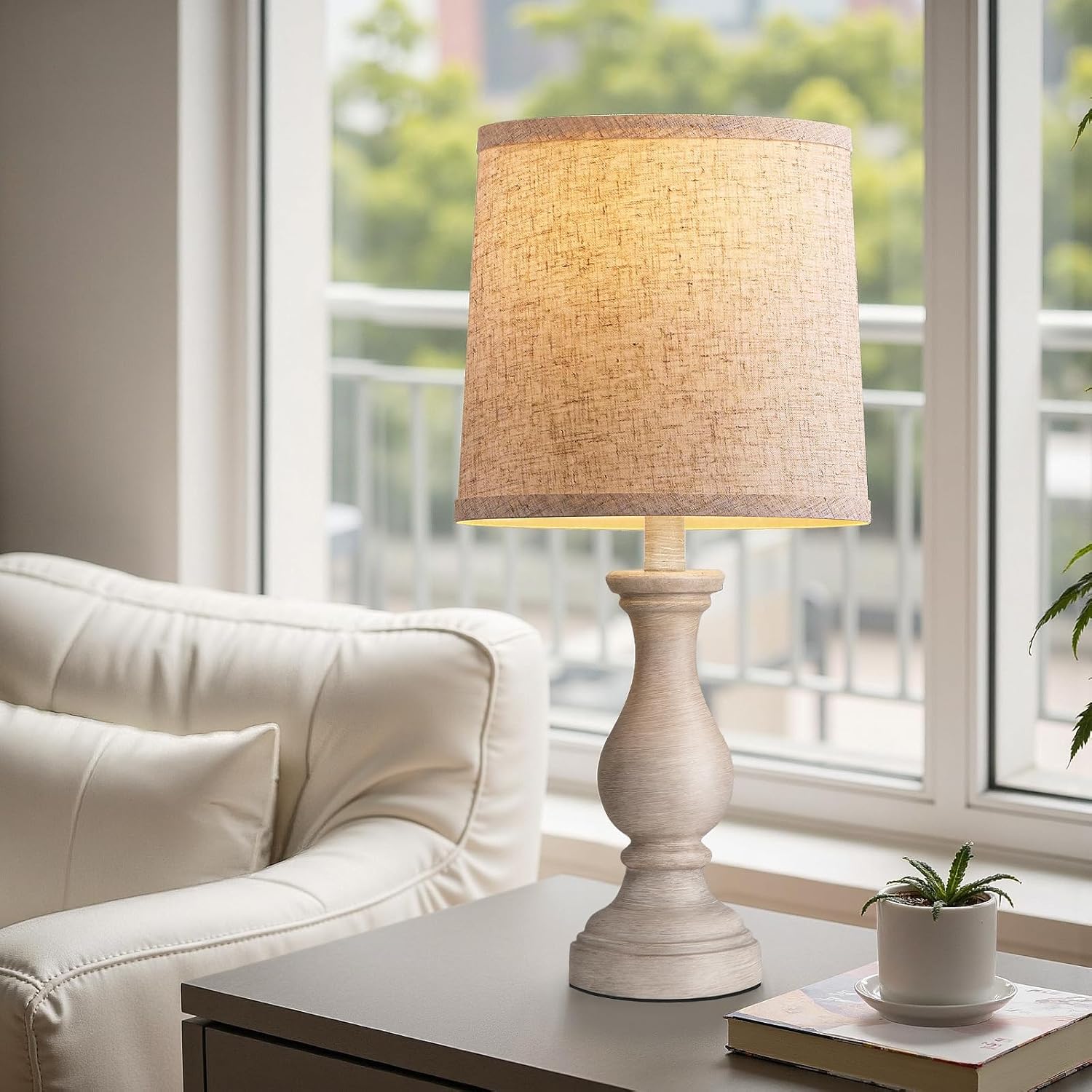 Seealle Farmhouse Table Lamps - 22" Rustic Lamp for Bedroom Living Room, Boho Bedside Lamps for Night Stands End Table Office Desk Lamp…