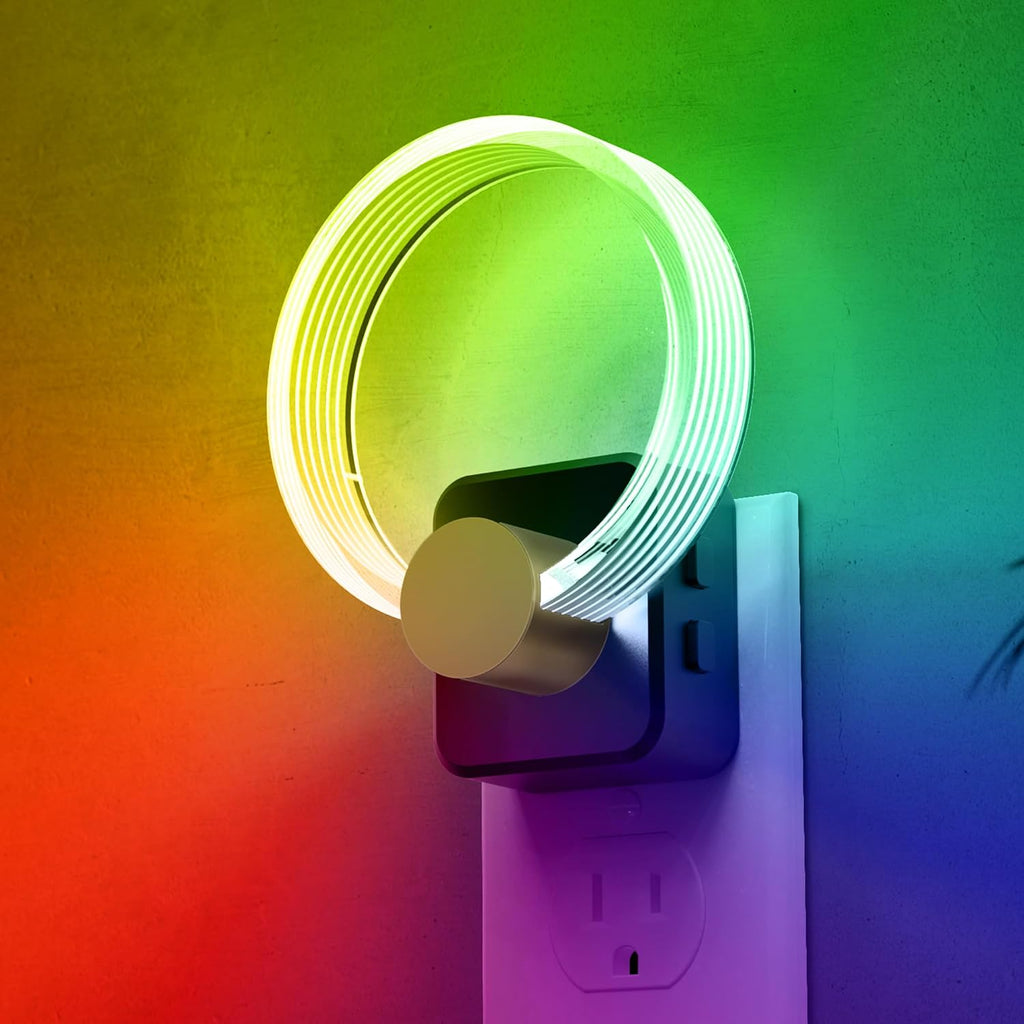 L LOHAS LED Night Lights Plug into Wall, Changing RGB Night Light with Dusk to Dawn Sensor, 180° Rotatable Acrylic Nightlight Plug in…