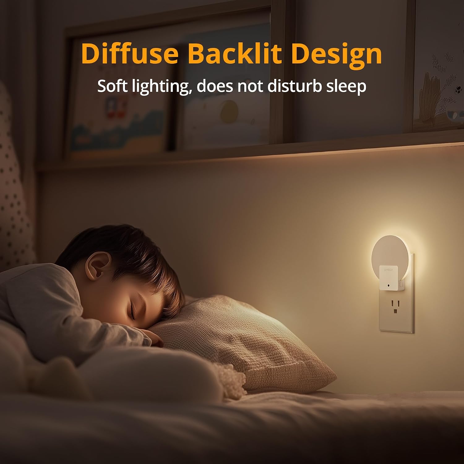 Lyridz Plug in LED Backlit Night Light with Auto Dusk to Dawn Sensor, 1-50 LM Dimmable Warm White Nightlight Indoor for Bedroom…