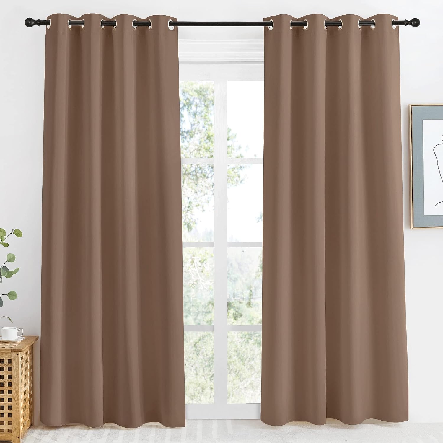 NICETOWN Grommet Top Blackout Curtain Panel, 55 inches Wide by 86 inches Long, 1 Piece, Cappuccino Color, Thermal Insulated Room…