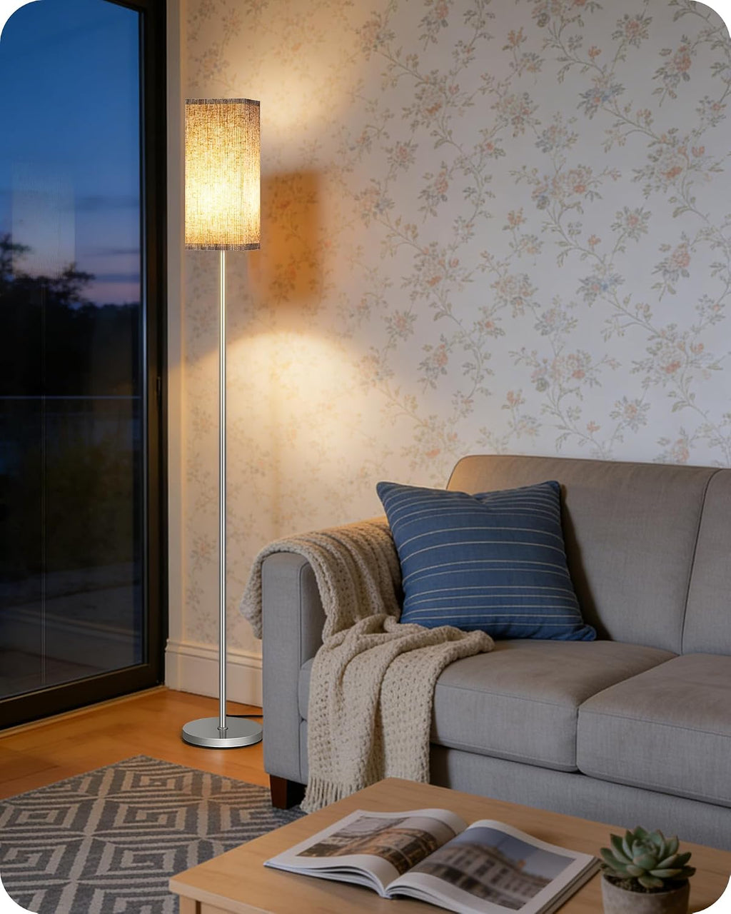 64.2'' Dimmable Floor Lamp for Living Room with Remote and Foot Switch, Corner Floor Lamp for Bedroom, Includes 10W A19 Bulb, Modern…