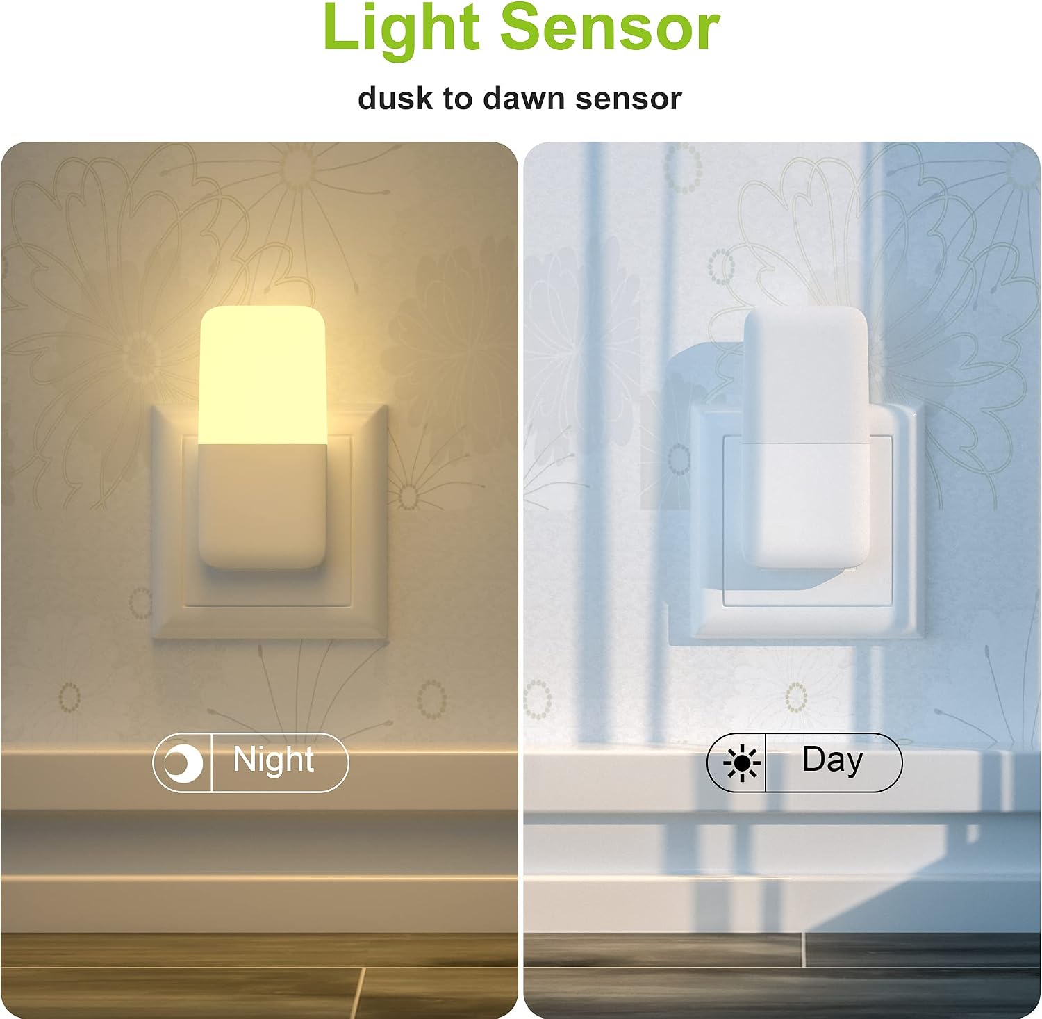 MAZ-TEK Plug in Night Light, Warm White LED Nightlights with Smart Dusk to Dawn Sensor for Kids, Nursery, Ideal for Bedroom…