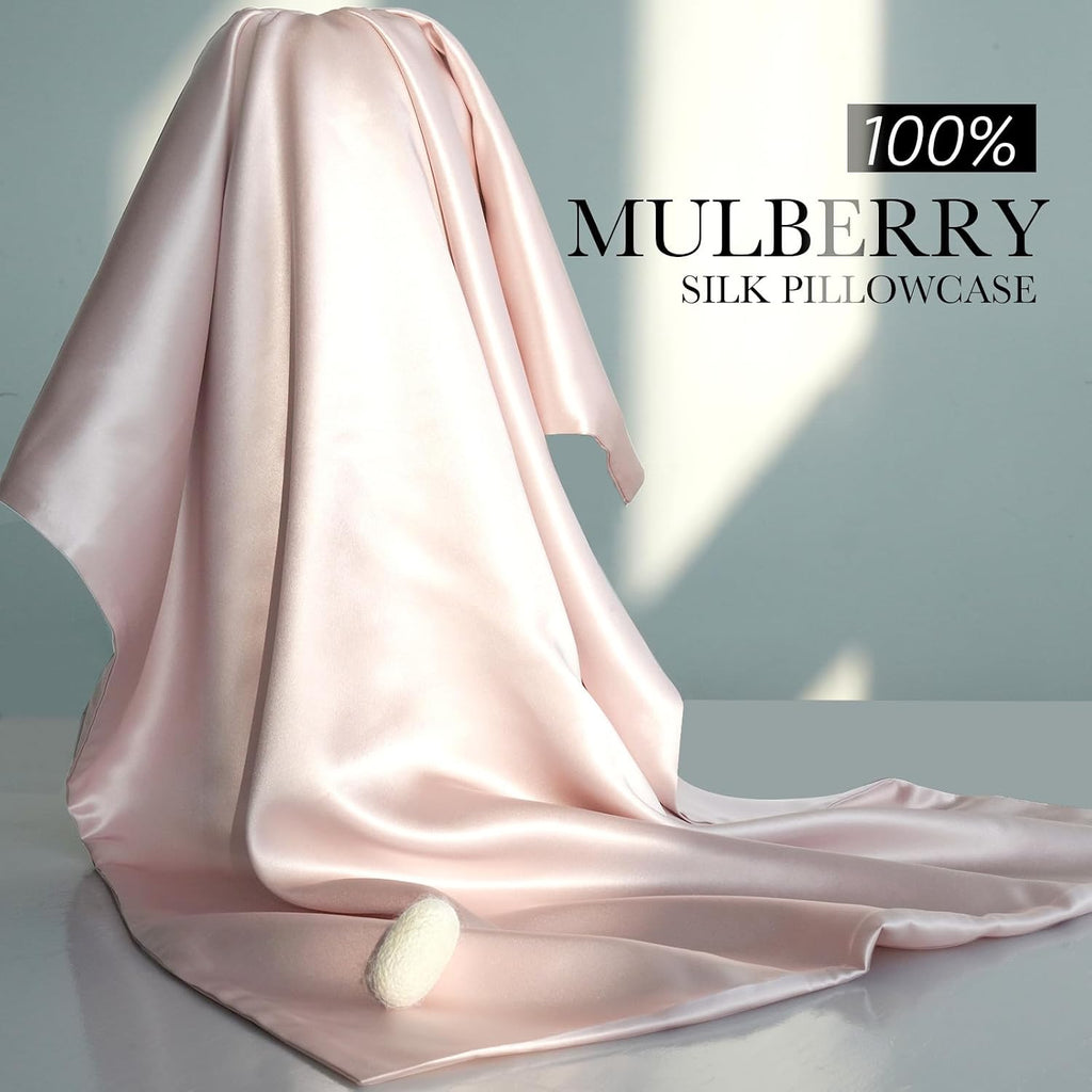 Jjimoo 100% Mulberry Silk Pillowcase for Hair and Skin, 22 Momme Pure Natural Silk Pillow Case Both Sided with Zipper, Pillow Cover for Wom…