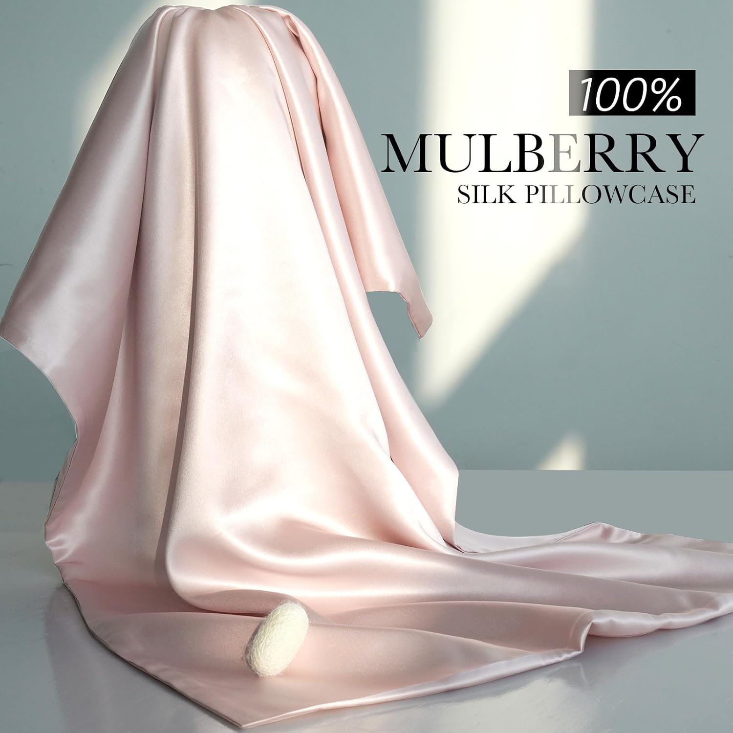 Jjimoo 100% Mulberry Silk Pillowcase for Hair and Skin, 22 Momme Pure Natural Silk Pillow Case Both Sided with Zipper, Pillow Cover for Wom…