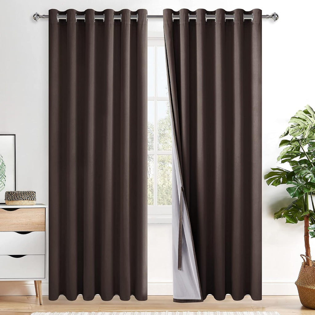 Xwzo 100% Blackout Curtains with Tiebacks- Heat and Full Light Blocking Window Panels with Grommets & Thermal Insulated Draperies for Large…
