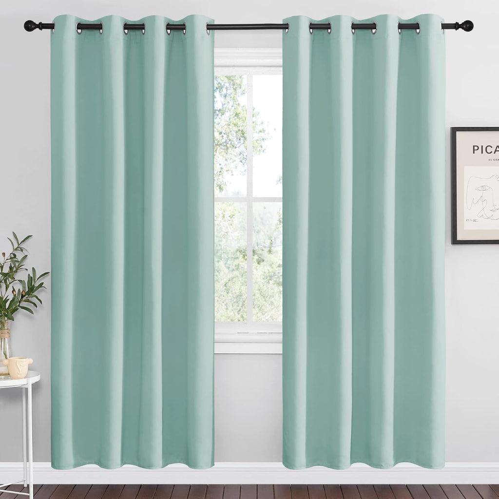 Nicetown Aqua Blue Blackout Curtains 78" Long for Office, Dining Room, Guest Room, Sound Reducing Heat and Cold Block Curtain Panels for Mo…