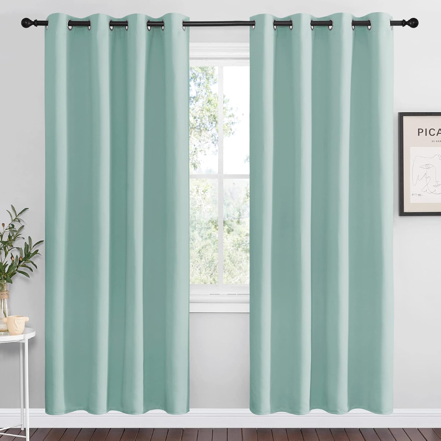 Nicetown Aqua Blue Blackout Curtains 78" Long for Office, Dining Room, Guest Room, Sound Reducing Heat and Cold Block Curtain Panels for Mo…