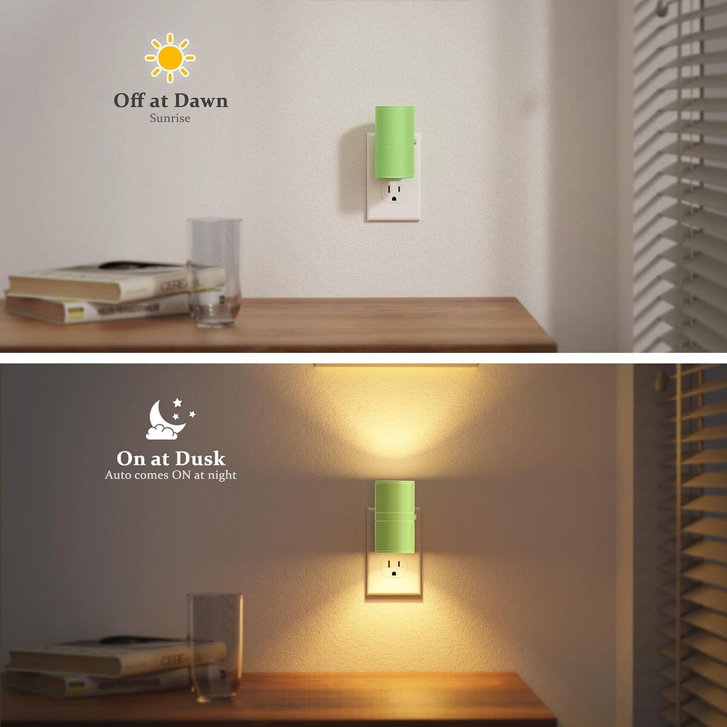 JandCase Night Lights Plug into Wall, Dimmable Night Light Plug in with Green Shade, Modern Night Lights with Dusk to Dawn Sensor, Soft…