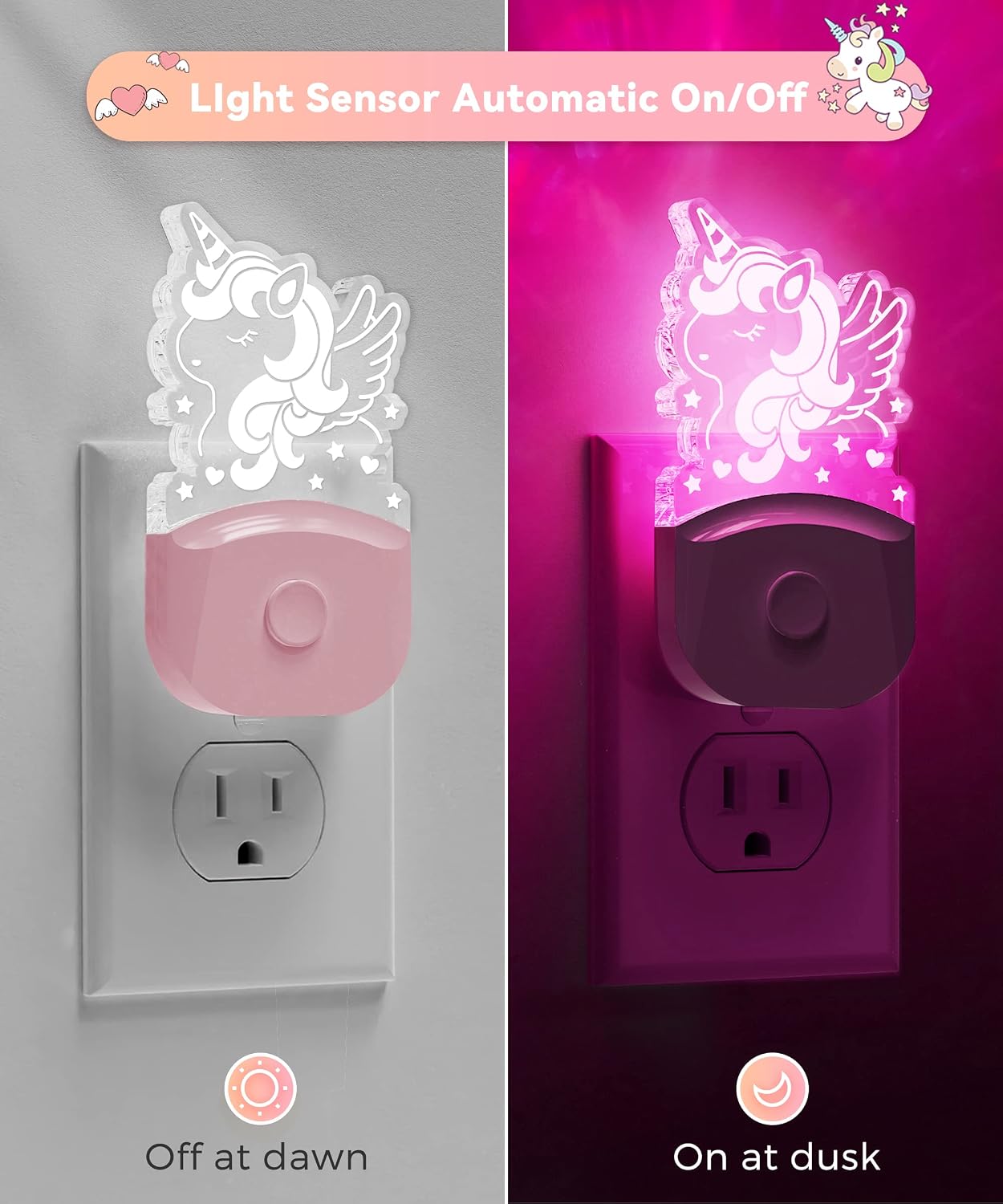 L LOHAS LED Night Light for Kids[2 Pack], Night Lights Plug into Wall with Dusk to Dawn, LED Cute Night Light, Color Changing Nightlight…