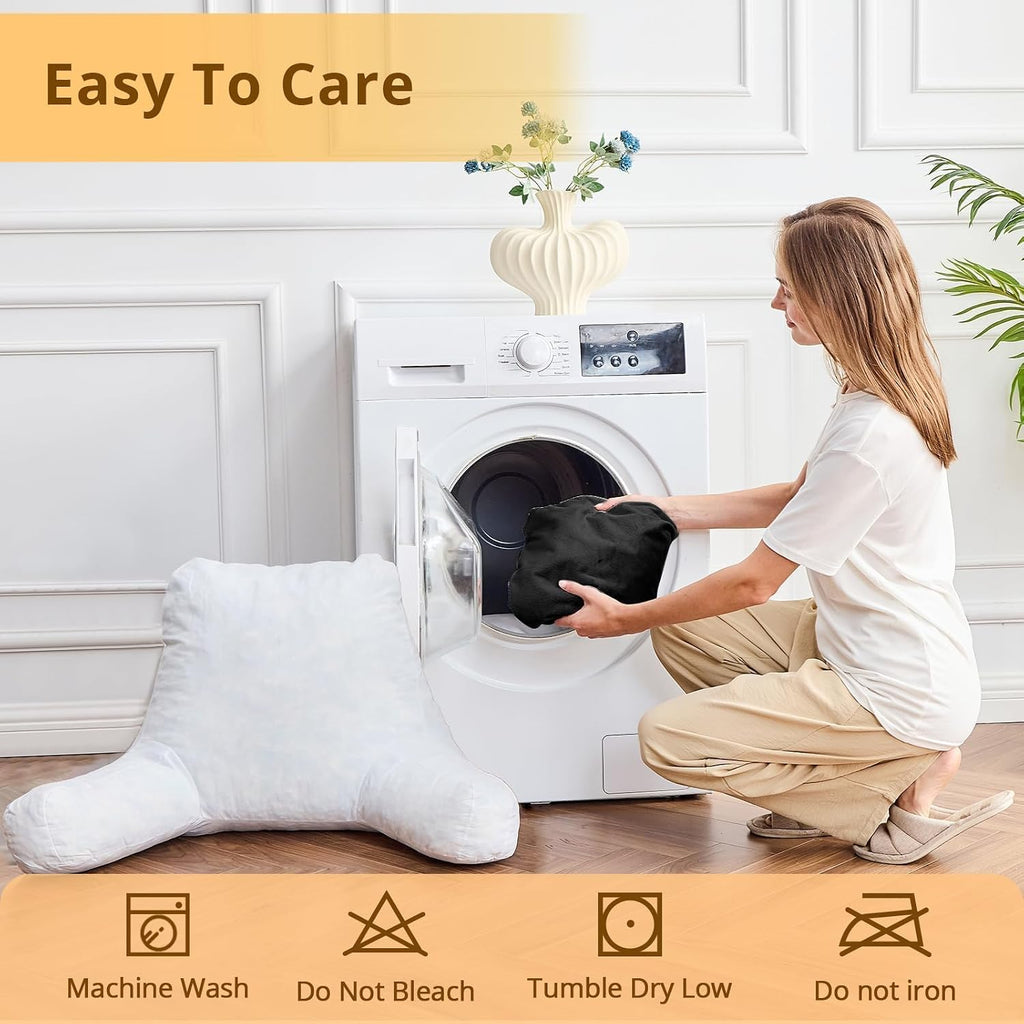 Sasttie Reading Pillow, Velvet Back Pillow for Bed Sitting Up, Adult Back-Rest Support Cushion with Arms for Sit Up on Couch, Sofa, and…