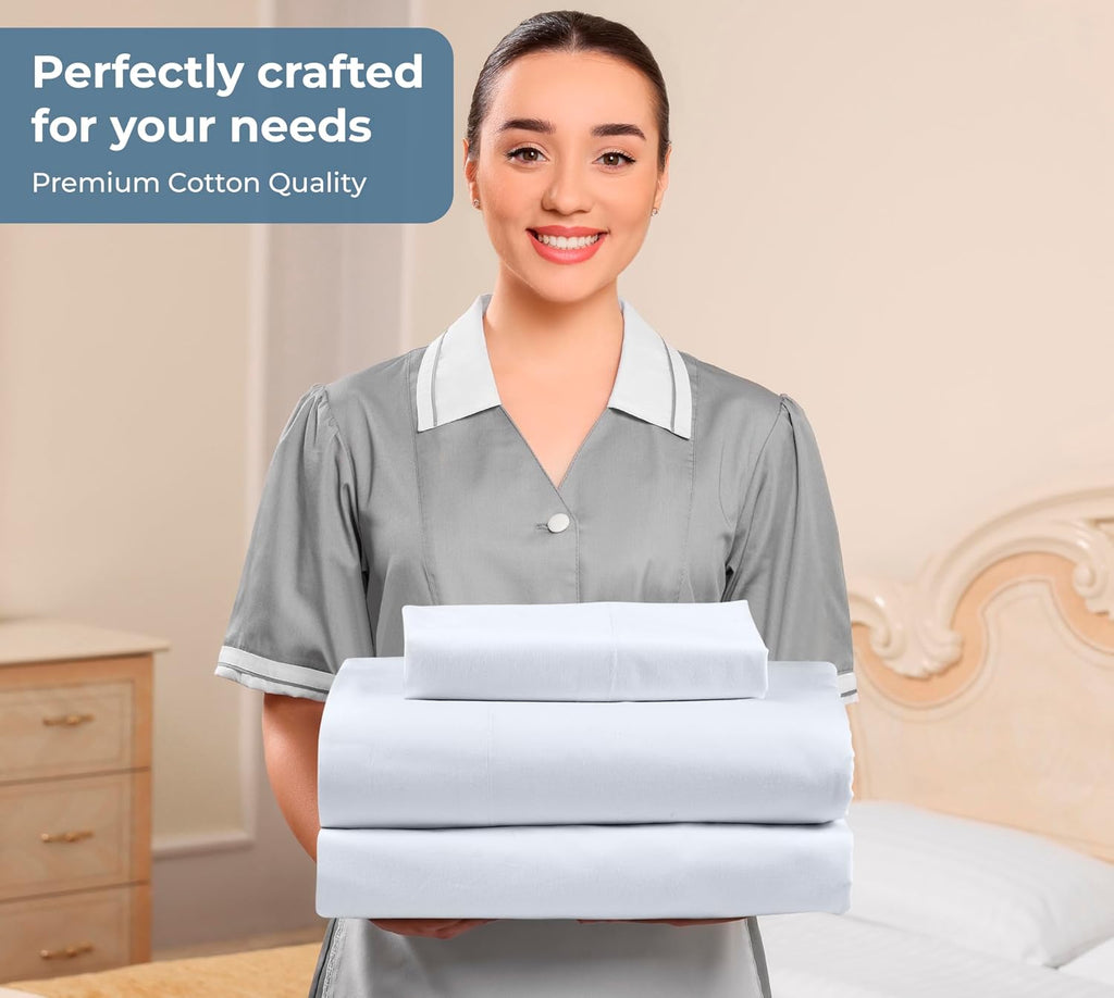 Royalelinens ROYALE LINENS 100% Organic Cotton Twin XL Sheet Set - Percale Weave - 3 Pieces Set - 1 Flat, 1 Deep Pocket Fitted Sheet and 1…