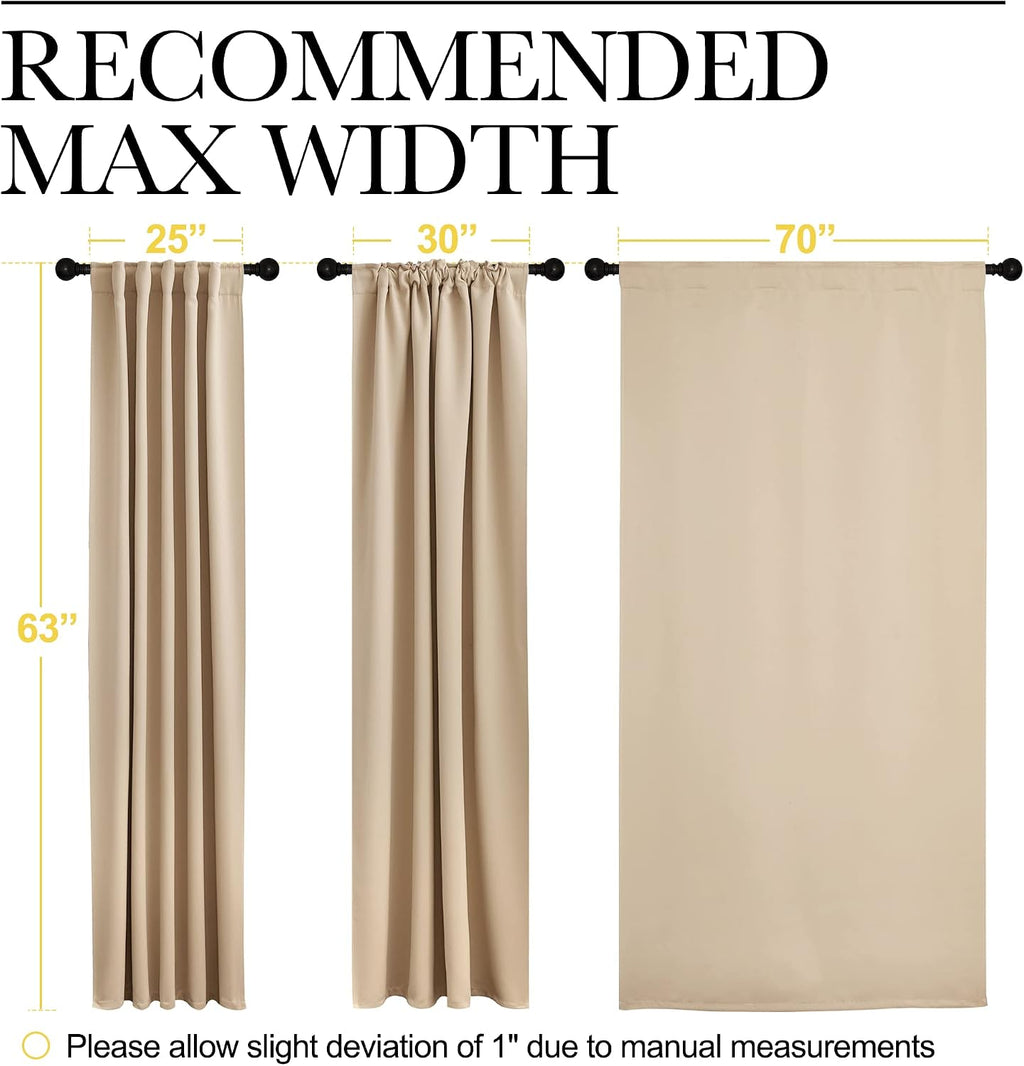 Nicetown Window Treatment Elegant Curtains - (Biscotti Beige Color) 70 Width X 63 Length, 1 Pair, Room Darkening Curtains and Drapes for Be…