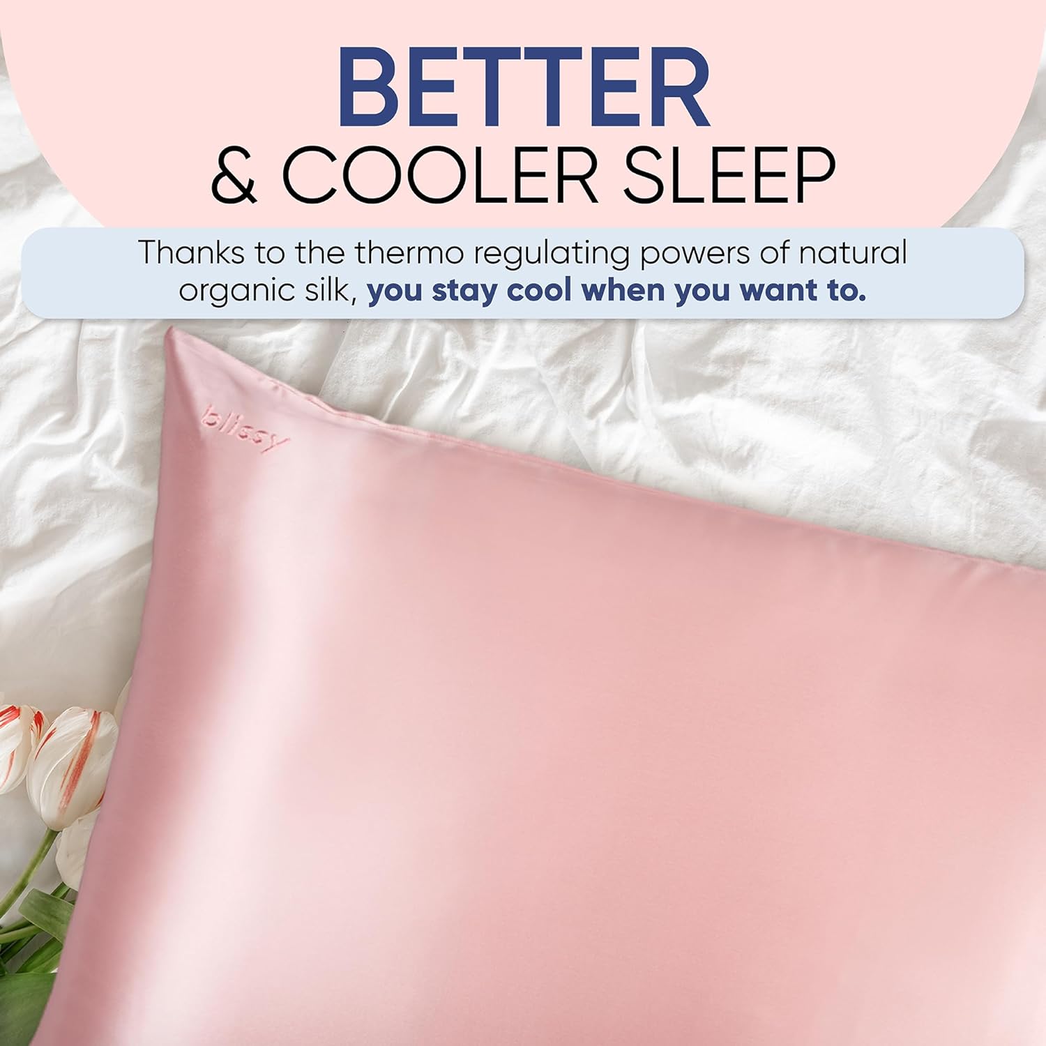 Blissy Silk Pillowcase - 100% Pure Mulberry Silk - 22 Momme 6A High-Grade Fibers - Silk Pillow Cover for Hair & Skin - Regular, Queen &…