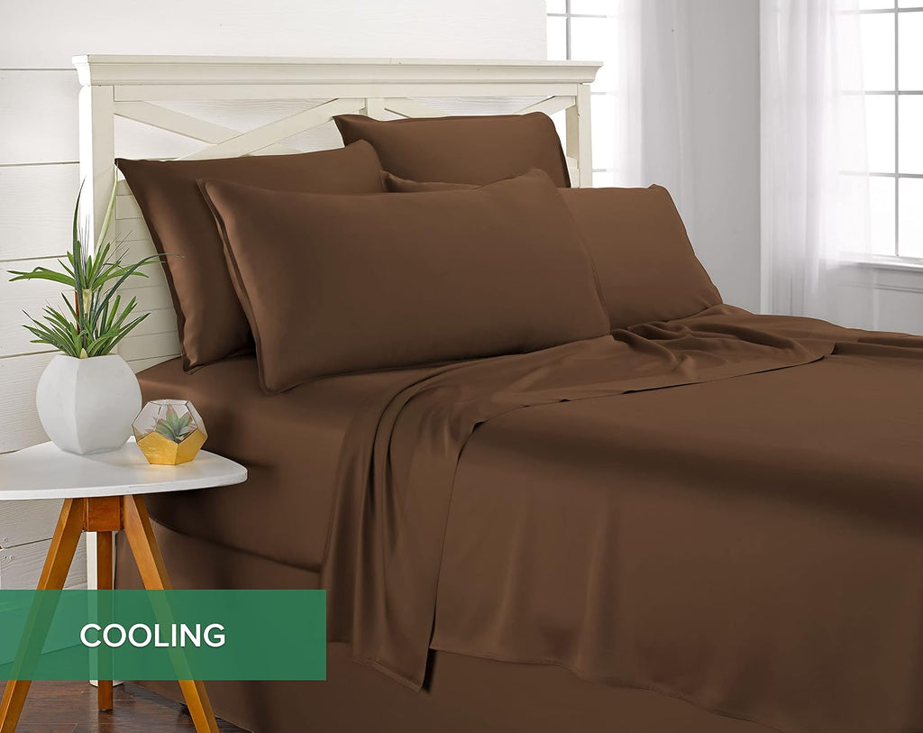 PureBamboo Pure Bamboo King Sheets, Genuine 100% Organic Viscose Derived from Bamboo Bed Sheet Set, Luxuriously Soft & Cooling, Double Stit…