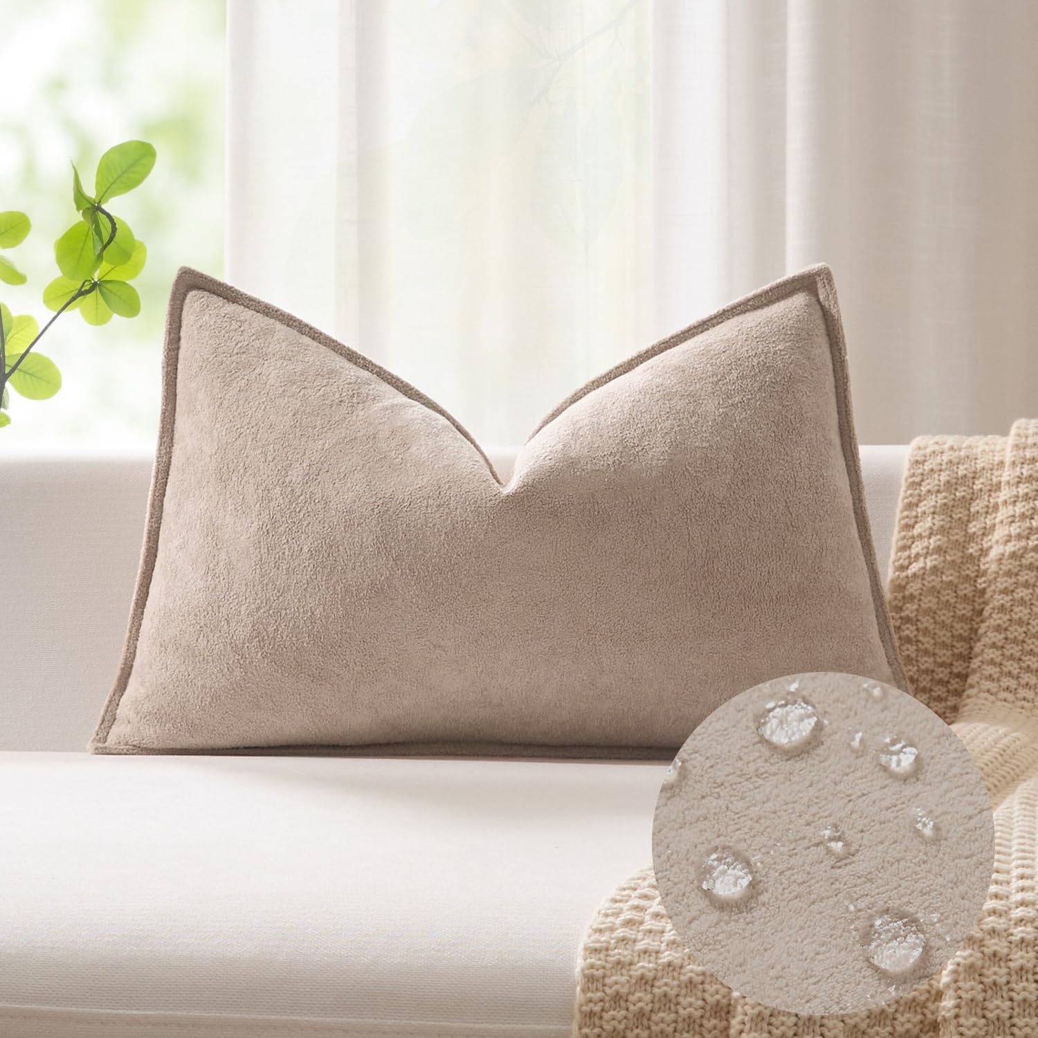 KevinTextile Kevin Textile 12x20 Inch Lumbar Pillow Cover 1 Pack Soft Boucle Textured Decorative Waterproof Rectangle Cushion Elegant Accen…