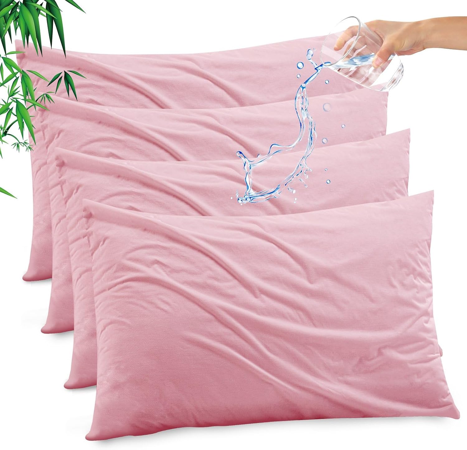 Gogreen Bamboo Rayon Waterproof Pillow Protector, Breathable Pillow Cover, Cooling Pillow Case Protector with Zipper, Super Soft Pillow Cas…