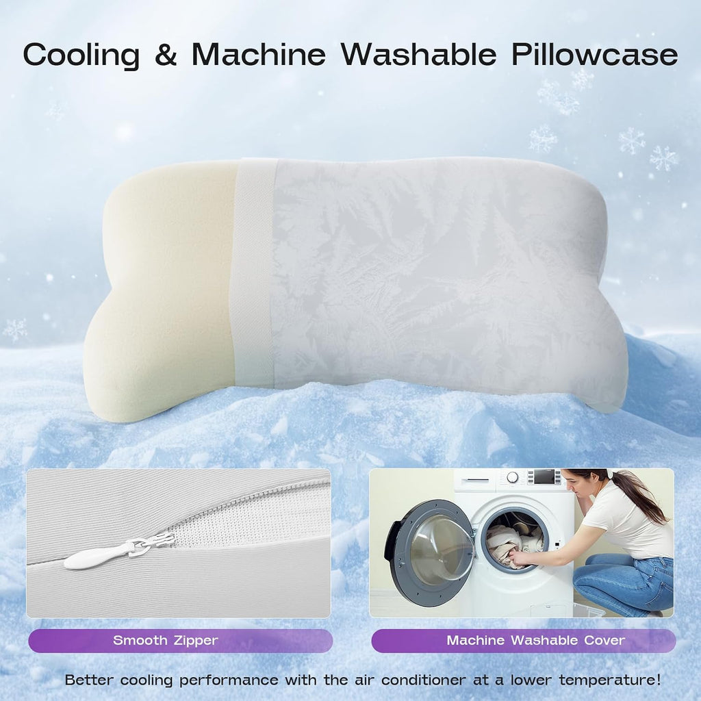 Zz-Well Side Sleeper Pillow - Patented Cervical Neck Pillow for Sleeping with Cooling Cover - High Loft Heavy Density Memory Foam Pillows f…