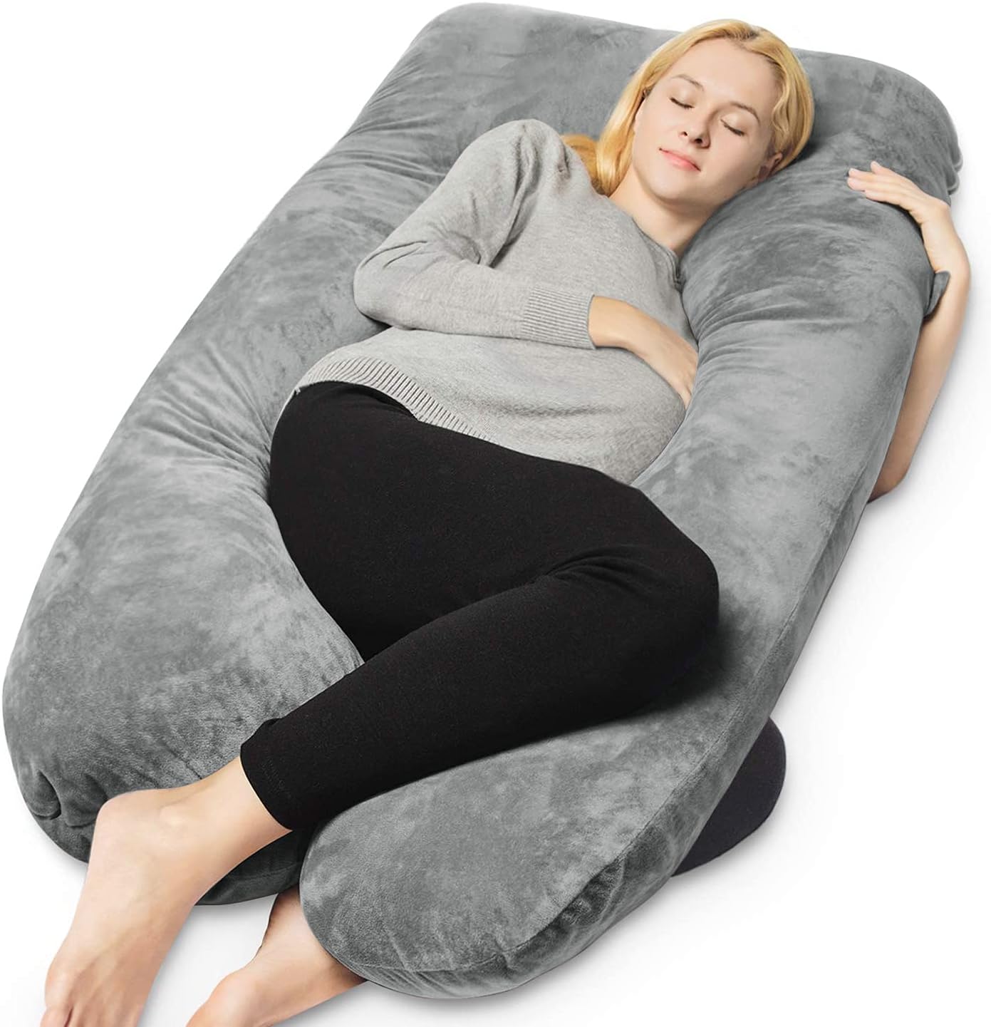 Queenrose QUEEN ROSE Pregnancy Pillows, U Shaped Full Body Pillow for Sleeping Support, 55 Inch Maternity Pillow for Pregnant Women with Re…