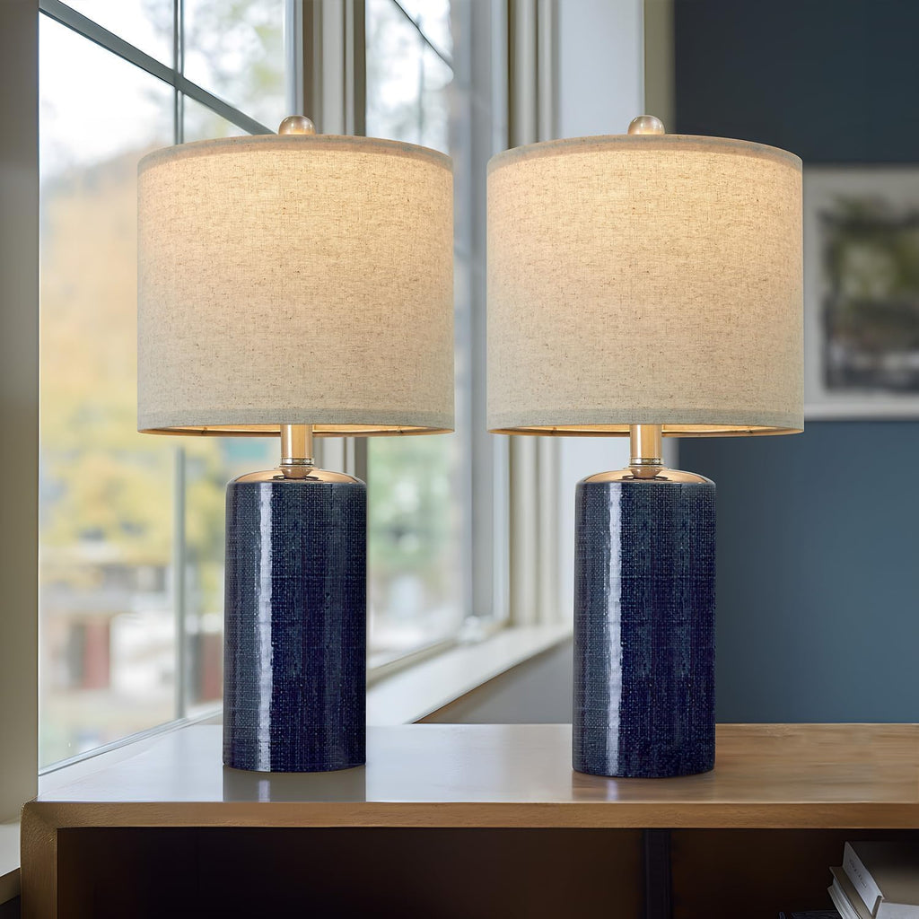 G-SAFAVA 20.25" Small Table Lamps Set of 2 Modern Ceramic Lamps for Living Room Farmhouse Bedside Lamps Boho for Night Stands Bedroom…